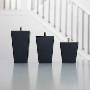 Black Square Furniture Legs Set of 4, Premium 3, 4, 5, 6, 8, 10, 12  inch Wood Mid Century Replacement Feet For Couch, Sofa, Cabinet