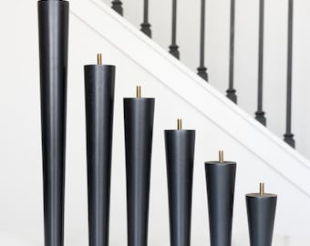 Conjunto de 6 pés de móveis premium em madeira preta, estilo meados do século, com 4/6/8/10/12/16 polegadas. Ideais para sofás, poltronas, pufes, etc.