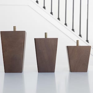 Walnut Square Furniture Legs Set of 4, Premium 3, 4, 5, 6, 8, 10, 12  inch Wood Mid Century Replacement Feet For Couch, Sofa, Cabinet