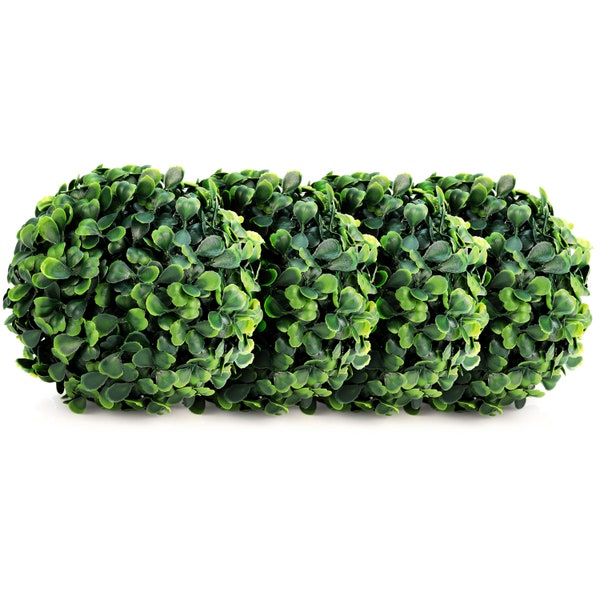 Topiary Balls, Set of 4 5.5 inch Artificial Boxwood Outdoor Plants, Faux Outdoor Plastic Greenery Plant Décor, Indoor Urn Filler, Front Door