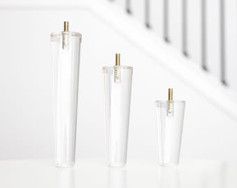 Conjunto de 4 pés para móveis, pés de reposição de acrílico premium de 4/6/8 polegadas de meados do século para sofá, cadeira, cama, armário, pufe, banco