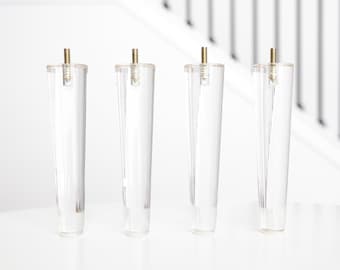 Conjunto de 4 pés para móveis, pés de reposição de acrílico premium de 8 polegadas de meados do século para sofá, cadeira, cama, armário, pufe, mesa, banco