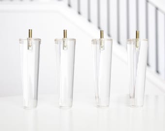 Conjunto de 4 pés para móveis, pés de reposição de acrílico premium de 6 polegadas de meados do século para sofá, cadeira, cama, armário, pufe, mesa, banco