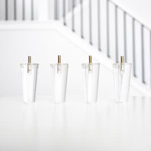Furniture Legs Set of 4, Premium 4 inch Acrylic Mid Century Replacement Feet For Couch, Sofa, Chair, Bed, Cabinet, Ottoman, Table, Bench