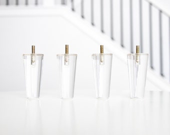 Conjunto de 4 pés para móveis, pés de reposição de acrílico premium de 4 polegadas de meados do século para sofá, cadeira, cama, armário, pufe, mesa, banco