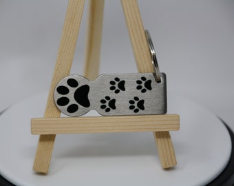 Schlüsselanhänger Wagenlöser Einkaufswagenchip Edelstahl Einkaufswagenlöser Chip "Hundepfote Katzenpfote" mit Schlüsselring personalisiert