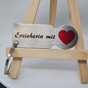 Schlüsselanhänger Wagenlöser Einkaufswagenchip Edelstahl Einkaufswagenlöser Chip "Erzieherin mit Herz" personalisiert