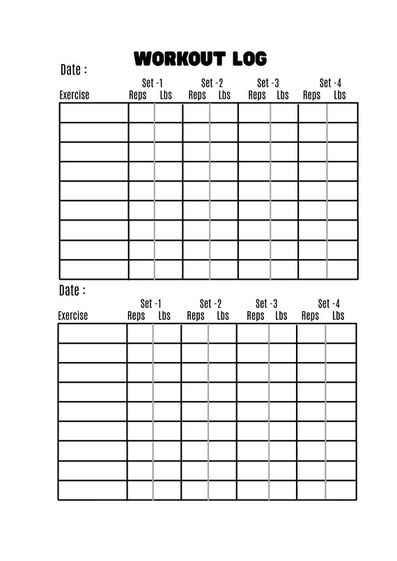 Blank Workout Log