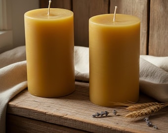 Small Australian Beeswax Pillar candles 25+ hour burn time