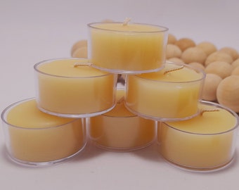 Beeswax tealight candles in polycarbonate cups