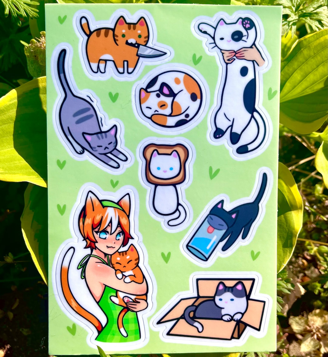 Cute Kitty Sticker Sheet | Cat Laptop Decal | Cat Stickers | Cute ...