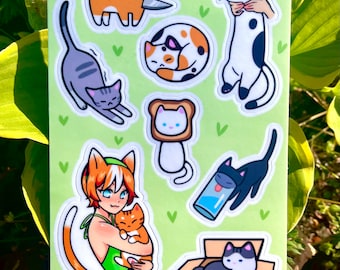 Cute Kitty Sticker Sheet | Cat Laptop Decal | Cat Stickers | Cute Kawaii Sticker Sheet
