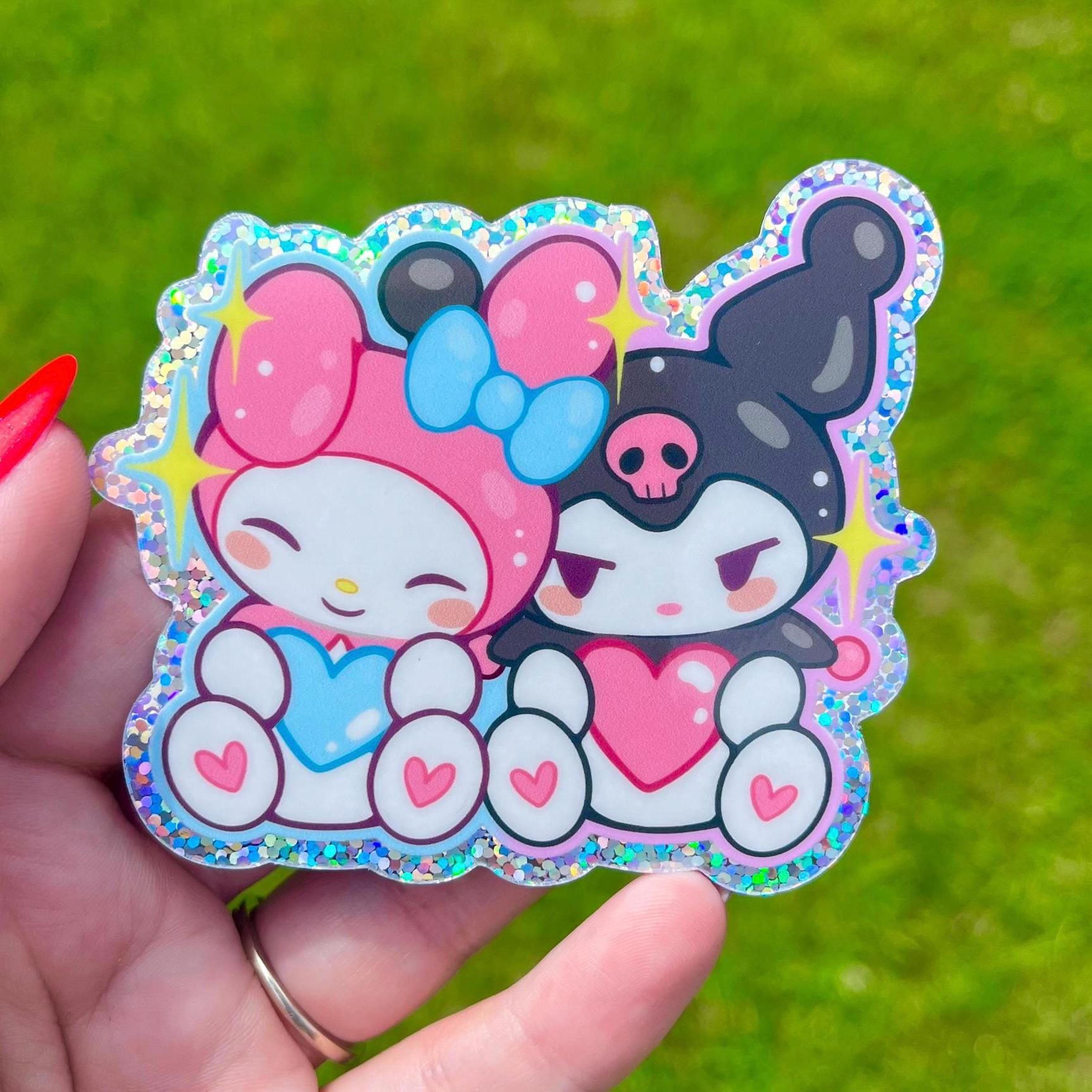 Kuromi and My Melody Sticker | Holographic Sanrio Decal - Etsy