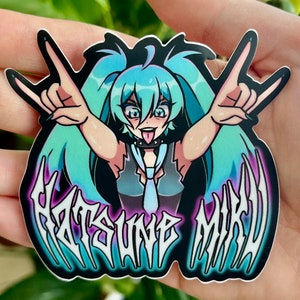 Hatsune Miku Vinyl Sticker | Miku Laptop Sticker | Rock Hatsune Miku Sticker | Vocaloid Miku