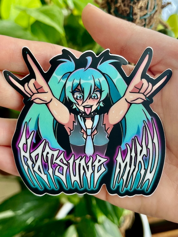 Hatsune Miku Vinyl Sticker | Miku Laptop Sticker | Rock Hatsune Miku Sticker | Vocaloid Miku