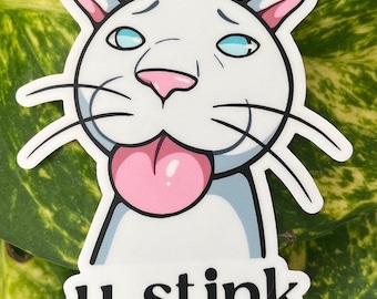 U Stink Cat Meme Sticker | Waterproof Funny Animal Decal