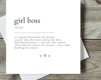Girl Boss Definition Card / Girl Boss Birthday Card / Femme Cards / Boss Babe Gifts / Boss Lady Card