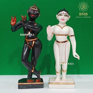 Radha Krishna Statue, Marble Iskcon Radha Krishna Murti made in natural Marble in 12inches, Iskcon Radha Krishna Idol made in natural stone