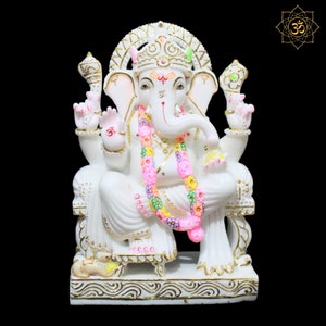 Ganesh Statue, Marble Ganesh Murti made in Makrana white Marble,  White Ganesha Idol made in Marble Stone, Ganesh Idol Marble in 100% Marble