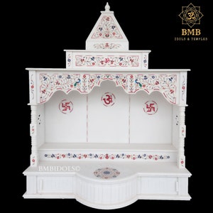 Marble Temple Made in 100% Natural Marble with Meenakari, Marble Mandir for Home at a Best Price in all sizes