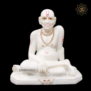 Swami Samarth Marble Murti, Swami Samarth Marble Statue designed in Makrana Marble for Homes and Temples in 12inches in sitting Posture