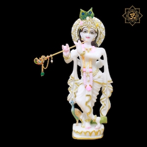 Krishna Statue, Marble Krishna Statue made in Natural Marble in 15inches, Krishna Idol made in Natural Marble available at best price