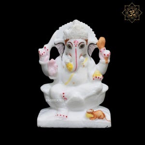 Ganesha Statue, Marble Ganesh Murti made in Pure Makrana marble in 3inch for Home and Temples, Ganpati Idol available at best prices
