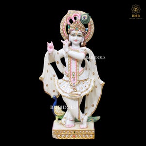 Krishna Statue, Marble Krishna Statue made in Natural Marble in 24inches, Krishna Idol made in Natural Marble available at best price