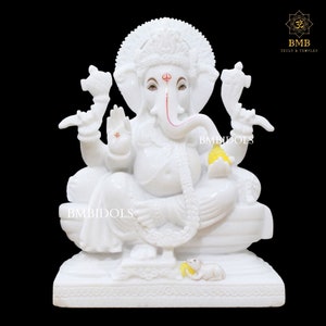 Ganesh Statue, Marble Ganesh Murti made in Makrana white Marble,  White Ganesha Idol made in Marble Stone, Ganesh Idol Marble in 100% Marble