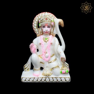 White Marble Hanuman Statue - 7 Inch Ashirwad Murti