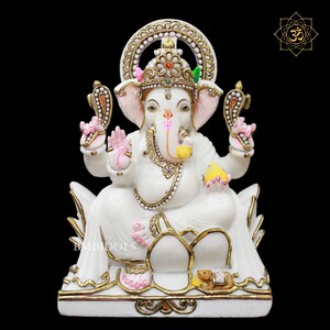 Ganesh Statue, Marble Ganesh Murti made in Makrana white Marble,  White Ganesha Idol made in Marble Stone, Ganesh Idol Marble in 100% Marble
