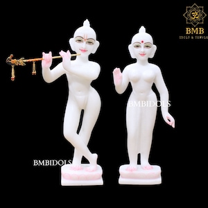 Radha Krishna Statue, Marble Iskcon Radha Krishna Statue made in natural Marble in 14inches, Iskcon Radha Krishna Idol made in natural stone
