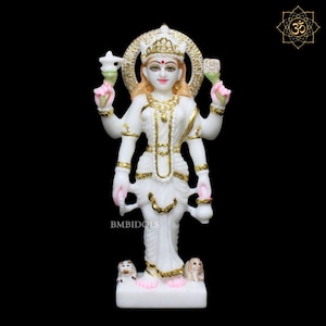 Parvati Maa Marble Murti for Homes and Temples in 10inches, Marble Parvati maa Bhagwan Statue, Four Hands Parvati Mata Statue in 10inch