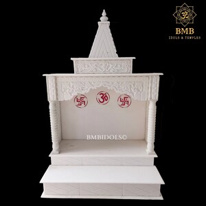 Marble Temple Made in 100% Natural Marble with Meenakari, Marble Mandir for Home at a Best Price in all sizes