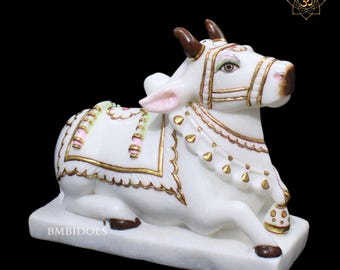 Marble Nandi Statue for Homes and Temples