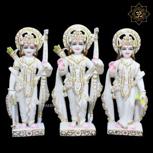 Estátua de Ram Darbar, mármore Ram Darbar Murti em mármore Makrana para casa e templos, Ram Ji Lakshman Sita e estátua de Hanuman em 18 polegadas