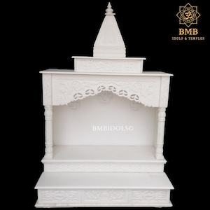 Marmeren tempel gemaakt van 100% natuurlijk marmer met Meenakari, marmeren mandir voor thuis tegen de beste prijs in alle maten