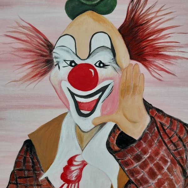 tableaux clown , toile clown cirque toile humoristique clown joyeux