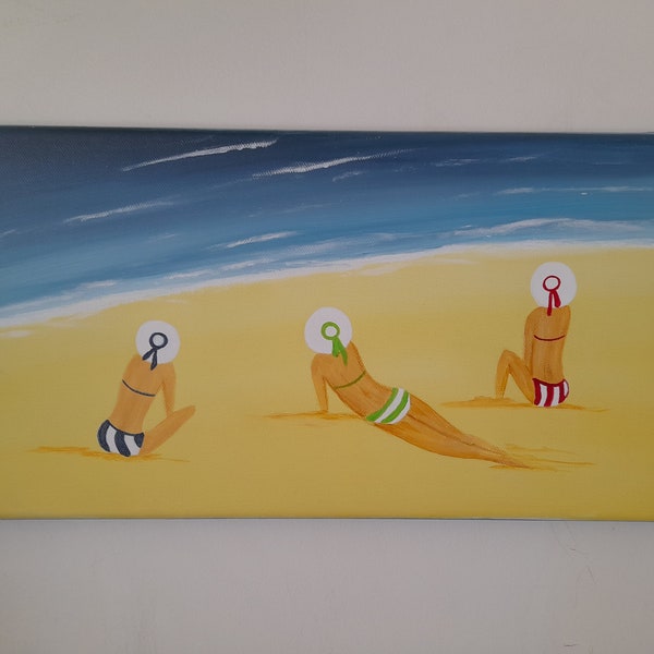 tableau baigneuses tableau marine tableau femmes peinture sur toile tableau plage tableau l'atelier d'isa14