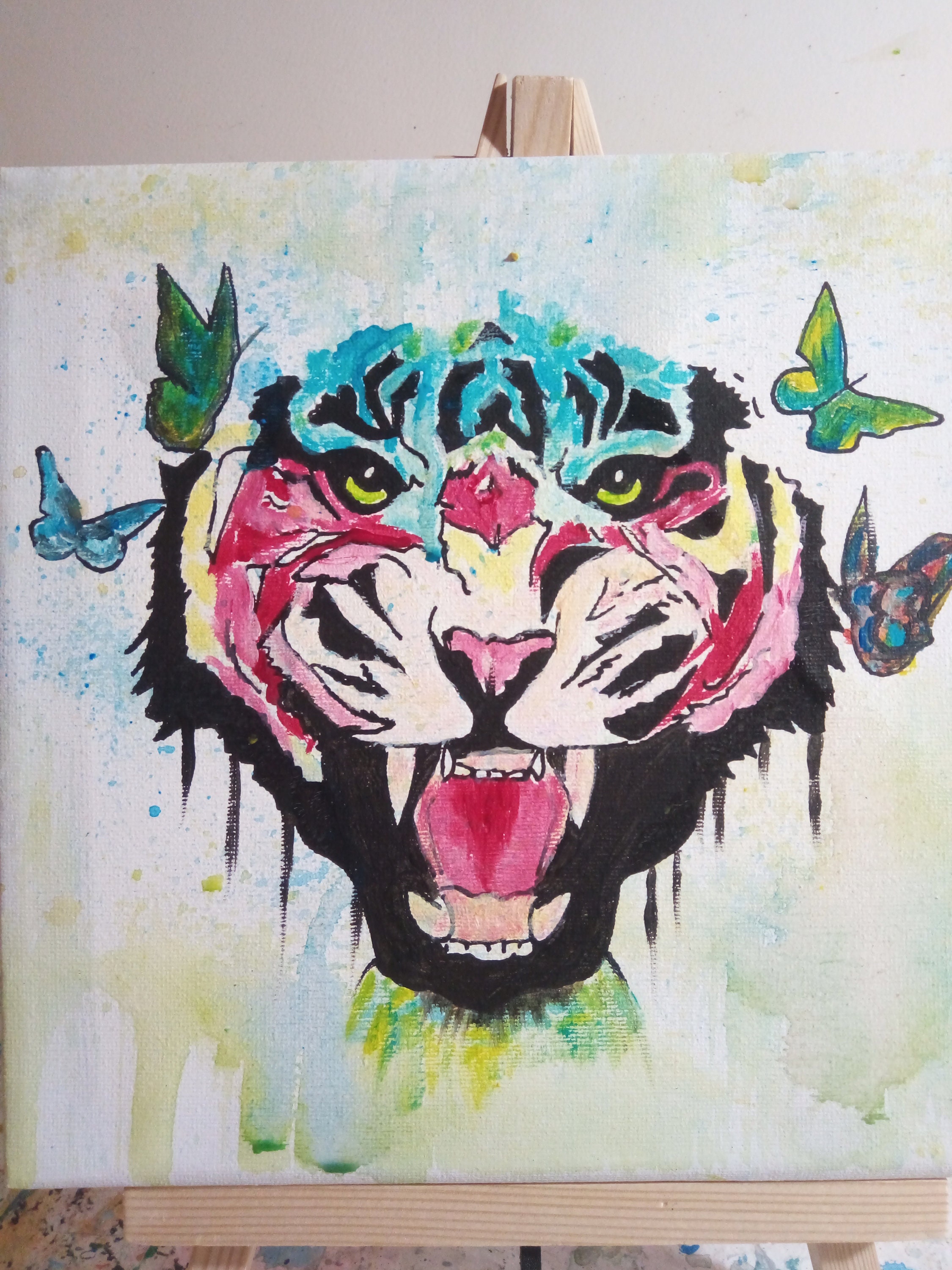 T Tigre, Savane, Peinture Colorée, Water Color, Safari