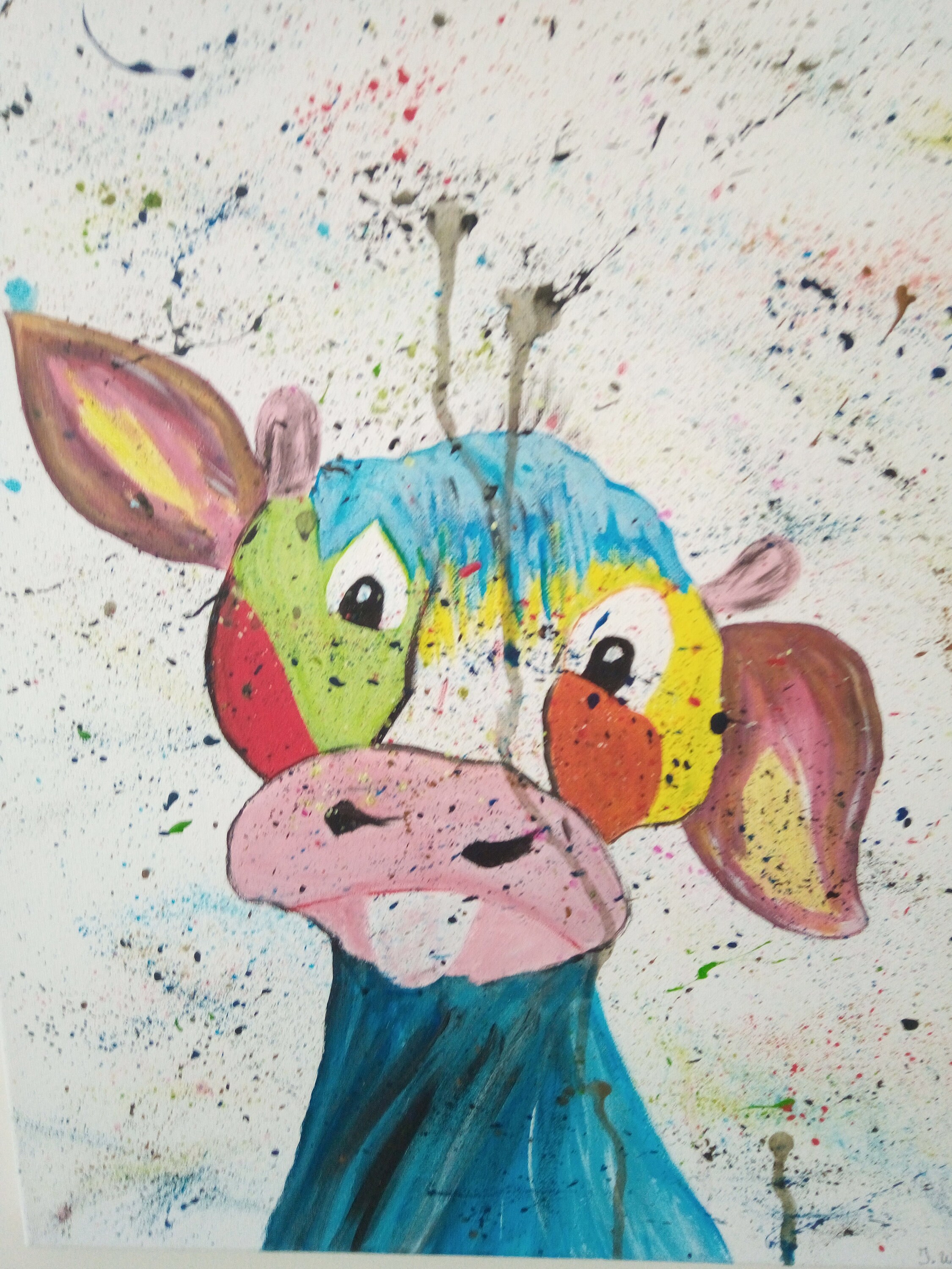 Toile Coloré Humouristique Vache , Toile Watercolore Acrylique Color