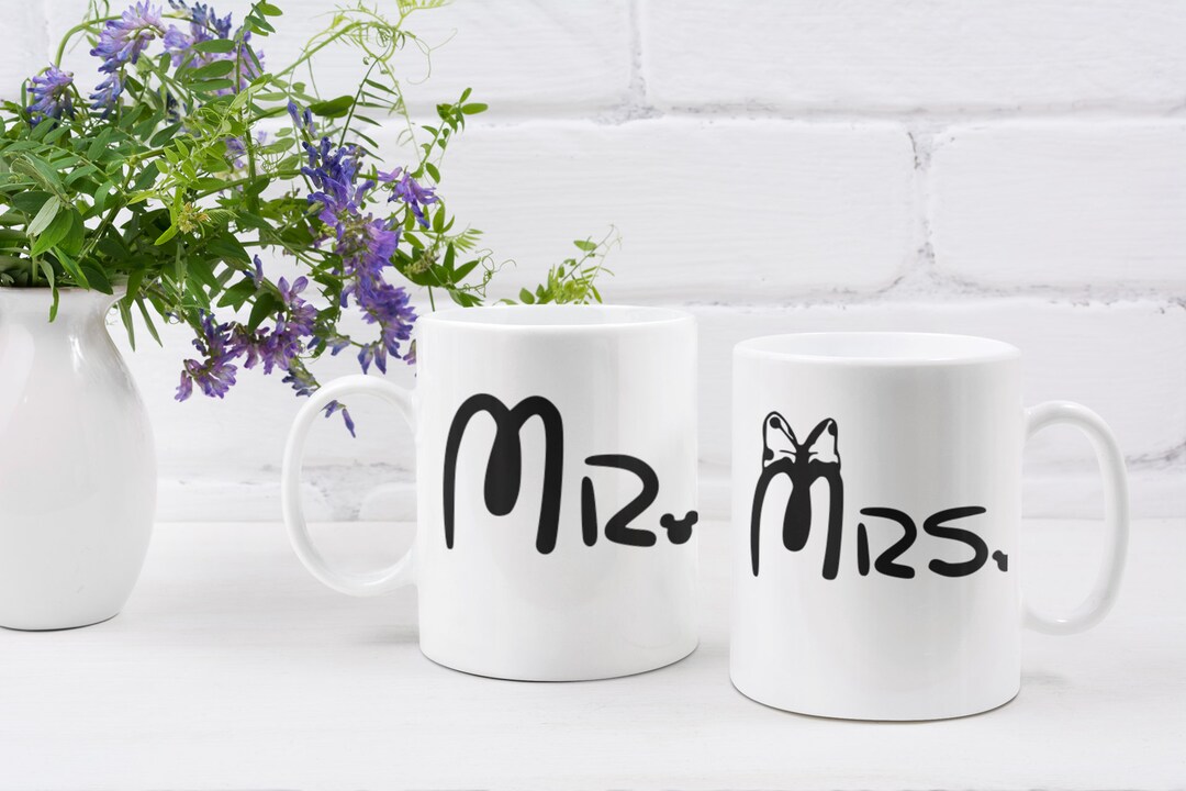 Mr and Mrs Disney Coffee Mug Set of 2, Mickey and Minnie, Matching