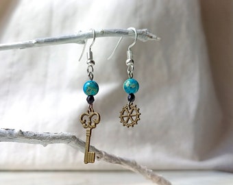 Gemstone Earrings, Turquoise Jasper Regalit Earrings