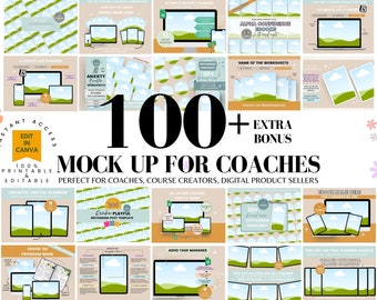 100 Etsy Listing Mockup Canva Editable Templates Bundle, Digital Product Mockup, Etsy Mockup Planners Journal, Drag and Drop Mockups