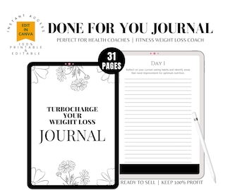 Brandable Coaching Program, Turbocharge Your Weight Loss Journal, Done For You Ebook, Fitness Coach, Body Coach, Weight Specialist
