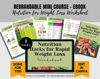 Brandable Coaching Program, Nutrition for Weight Loss Worksheet, Done For You Ebook, Health Coaches, Fitness Coach, Wellness Coaches