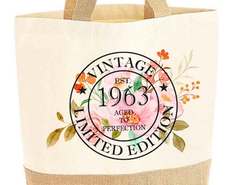 Personalized Birthday Jute Tote Bag, Custom Anniversary Gift