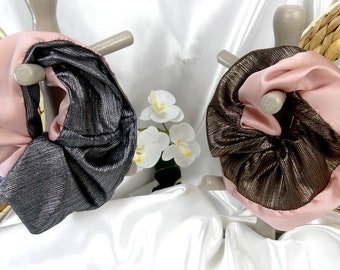 High-end satin scrunchie and fancy lurex fabric | Maxi scrunchie | Silk effect | Satin scrunchie | wedding scrunchie