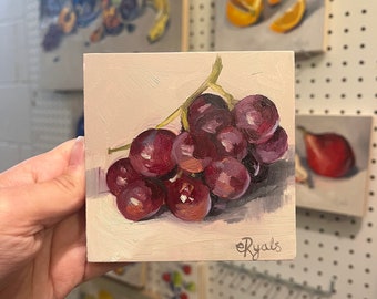 Grape Painting, Kitchen Art, Original Oil Painting, Food Art, Emily Ryals