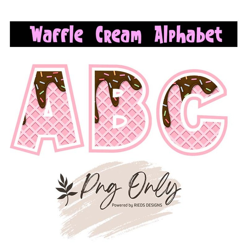 Ice Cream Cone Alphabet Png Drip Cream Font Png Alphabet Etsy